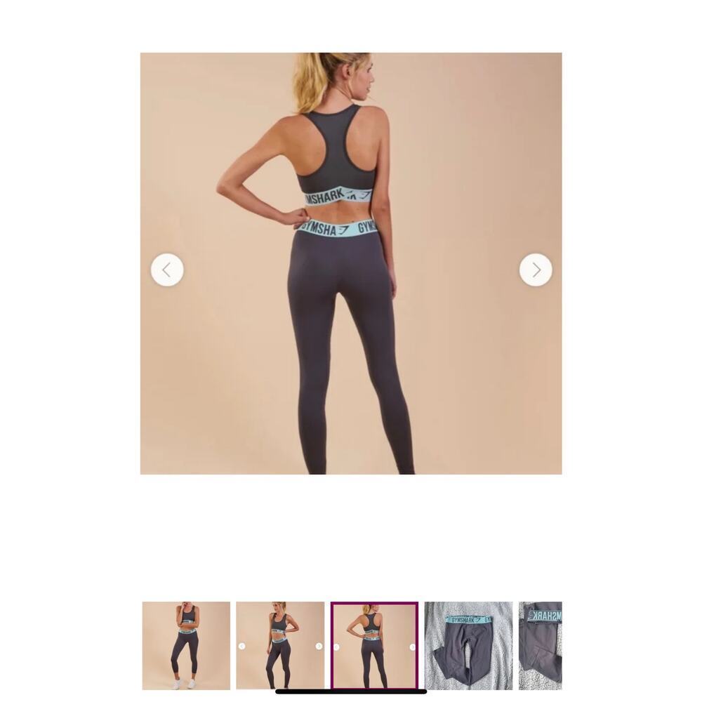 Gymshark flex dry high rise charcoal gray seamless 27” leggings Sz Small gym Y2K